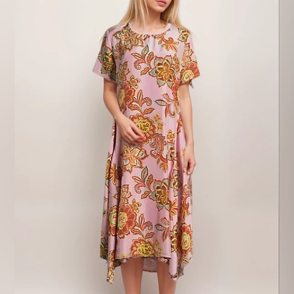 Johnny Was NWT, XL, Floral Silk Dress - Picture 2 of 4